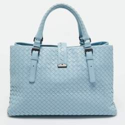 مملوكة مسبقًا Bottega Veneta Light Blue Intrecciato Leather Medium Roma Tote