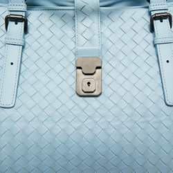 مملوكة مسبقًا Bottega Veneta Light Blue Intrecciato Leather Medium Roma Tote