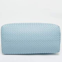 مملوكة مسبقًا Bottega Veneta Light Blue Intrecciato Leather Medium Roma Tote