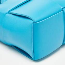 Pre Owned Bottega Veneta Light Blue Intrecciato Leather Mini Arco Tote