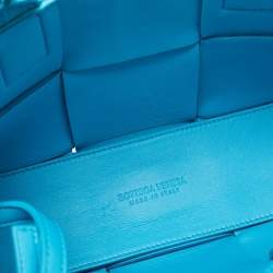 Pre Owned Bottega Veneta Light Blue Intrecciato Leather Mini Arco Tote