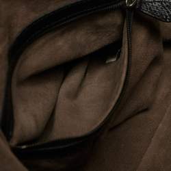 Pre Owned Bottega Veneta Black Intrecciato Lizard Ruffled Satchel