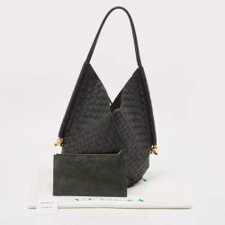 Pre Owned Bottega Veneta Black Intrecciato Leather Medium Solstice Hobo