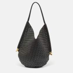 Pre Owned Bottega Veneta Black Intrecciato Leather Medium Solstice Hobo