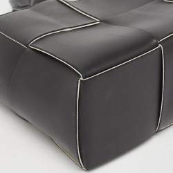 Pre Owned Bottega Veneta Black Intreccio Leather Small Arco Tote