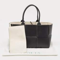 Pre Owned Bottega Veneta Black Intreccio Leather Small Arco Tote