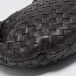 Pre Owned Bottega Veneta Dark Brown Intercciato Leather Classic Jodie Hobo