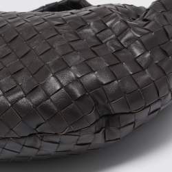 Pre Owned Bottega Veneta Dark Brown Intercciato Leather Classic Jodie Hobo