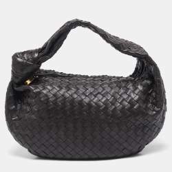 Pre Owned Bottega Veneta Dark Brown Intercciato Leather Classic Jodie Hobo