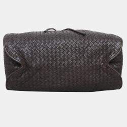 Pre Owned Bottega Veneta Dark Brown Intrecciato Drawstring Tote Bag
