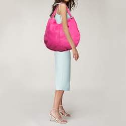 Pre Owned حقيبة هوبو بوتيغا فينيتا سيرفو جلد انتريشياتو وردية