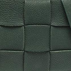 Pre Owned Bottega Veneta Dark Green Interccio Leather Cassette Shoulder Bag