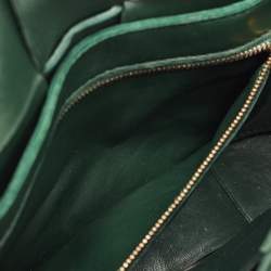 Pre Owned Bottega Veneta Dark Green Interccio Leather Cassette Shoulder Bag