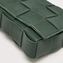 Pre Owned Bottega Veneta Dark Green Interccio Leather Cassette Shoulder Bag
