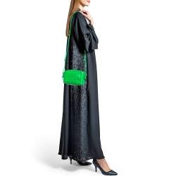 Pre Owned Bottega Veneta Green Intrecciato Leather Mini Loop Camera Crossbody Bag