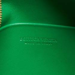 Pre Owned Bottega Veneta Green Intrecciato Leather Mini Loop Camera Crossbody Bag