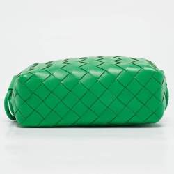 Pre Owned Bottega Veneta Green Intrecciato Leather Mini Loop Camera Crossbody Bag