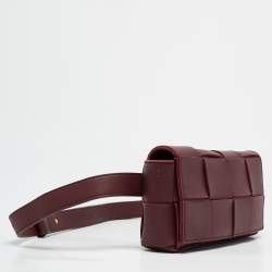 Bottega Veneta Maroon Intrecciato Leather Mini Cassette Belt Bag