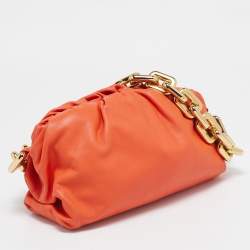 مملوكة مسبقًا Bottega Veneta Orange Leather The Chain Pouch Bag