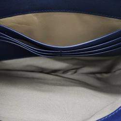 Bottega Veneta Navy Blue Leather Mesh Clutch