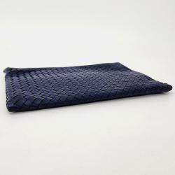 Bottega Veneta Navy Blue Leather Mesh Clutch