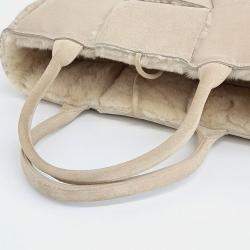 Bottega Veneta Beige Suede Arco Tote Bag