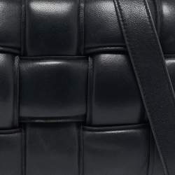 Pre Owned Bottega Veneta Black Intreccio Padded Leather Classic Cassette Shoulder Bag