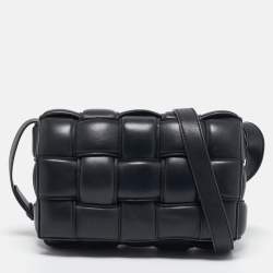 Pre Owned Bottega Veneta Black Intreccio Padded Leather Classic Cassette Shoulder Bag