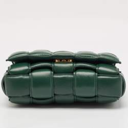 Bottega Veneta Green Leather Padded Chain Cassette Top Handle Bag