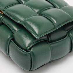 Bottega Veneta Green Leather Padded Chain Cassette Top Handle Bag