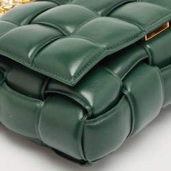 Bottega Veneta Green Leather Padded Chain Cassette Top Handle Bag