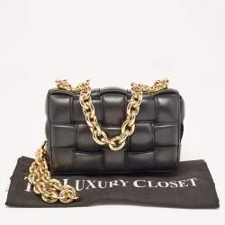 Pre Owned Bottega Veneta Black Padded Leather Cassette Chain Bag