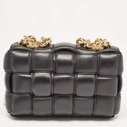 Pre Owned Bottega Veneta Black Padded Leather Cassette Chain Bag