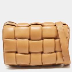 Bottega Veneta Tan Intreccio Leather Padded Cassette Shoulder Bag