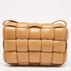 Bottega Veneta Tan Intreccio Leather Padded Cassette Shoulder Bag