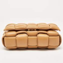 Bottega Veneta Tan Intreccio Leather Padded Cassette Shoulder Bag