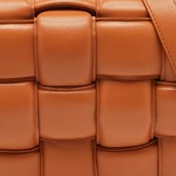 Pre Owned Bottega Veneta Pale Orange Leather Padded Cassette Flap Shoulder Bag