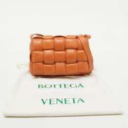 Pre Owned Bottega Veneta Pale Orange Leather Padded Cassette Flap Shoulder Bag