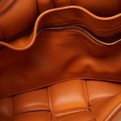 Pre Owned Bottega Veneta Pale Orange Leather Padded Cassette Flap Shoulder Bag