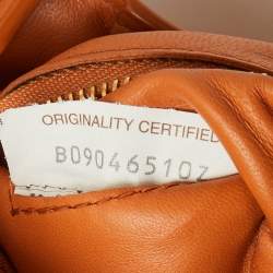 Pre Owned Bottega Veneta Pale Orange Leather Padded Cassette Flap Shoulder Bag