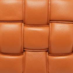 Pre Owned Bottega Veneta Pale Orange Leather Padded Cassette Flap Shoulder Bag