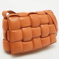 Pre Owned Bottega Veneta Pale Orange Leather Padded Cassette Flap Shoulder Bag
