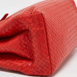مملوكة مسبقًا Bottega Veneta Red Intrecciato Leather Medium Roma Tote