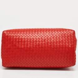 مملوكة مسبقًا Bottega Veneta Red Intrecciato Leather Medium Roma Tote