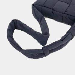 Pre Owned Bottega Veneta Navy Blue Fabric Padded Tech Cassette Bag