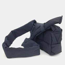 Pre Owned Bottega Veneta Navy Blue Fabric Padded Tech Cassette Bag