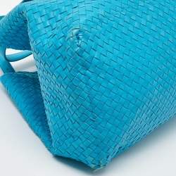 مملوكة مسبقًا Bottega Veneta Aqua Blue Intrecciato Leather Large Cesta Tote