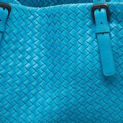 مملوكة مسبقًا Bottega Veneta Aqua Blue Intrecciato Leather Large Cesta Tote