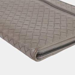 Bottega Veneta Grey Intrecciato Leather Document Case Clutch Bag