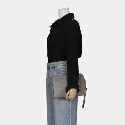 Bottega Veneta Grey Intrecciato Leather Document Case Clutch Bag